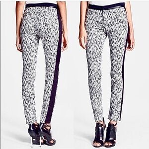 Rebecca Taylor Skinny Pants With Genuine Lamb Leather Trim & Silk Blend Lining